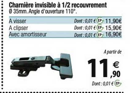 charnière invisible à 1/2 recouvrement