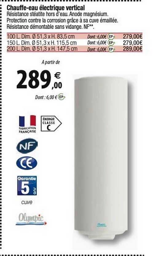 chauffe-eau électrique vertical