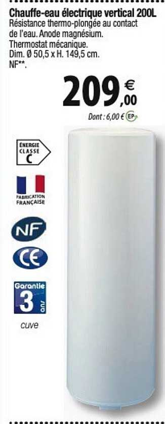 chauffe-eau électrique vertical