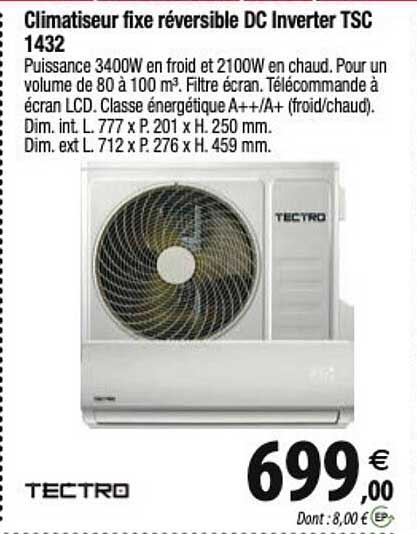 climatiseur fixe réversible dc inverter tsc 1432 tectro