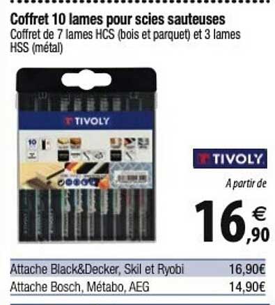 coffret 10 lames pour scies sauteuses tivoly