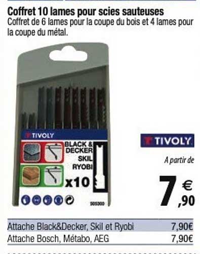 coffret 10 lames pour scies sauteuses tivoly