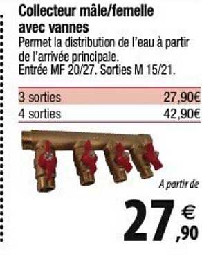 collecteur mâle/femelle avec vannes
