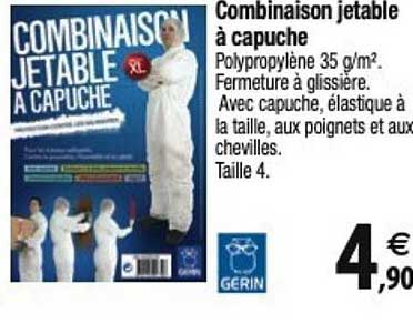 combinaison jetable à capuche gerin