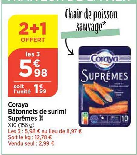 coraya bâtonnets de surimi suprêmes