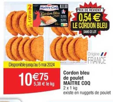 cordon bleu de poulet maître coq