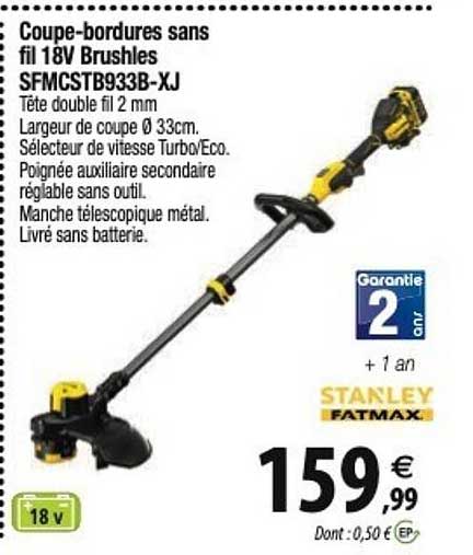 coupe-bordures sans fil 18v brushles sfmcstb33b-xj
