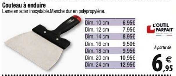 couteau à enduire l'outil parfait