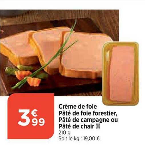 crème de foie pâté de foie forestier, pâté de campagne ou pâté de chair