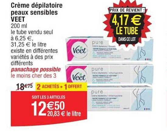 crème dépilatoire peaux sensibles veet