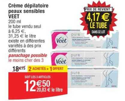 crème dépilatoire peaux sensibles veet