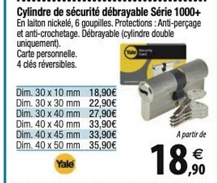 cylindre de sécurité débrayable série 1000+