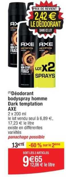 déodorant bodyspray homme dark temptation axe
