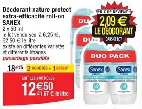 déodorant nature protect extra-efficacité roll-on sanex