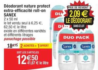 déodorant nature protect extra-efficacité roll-on sanex