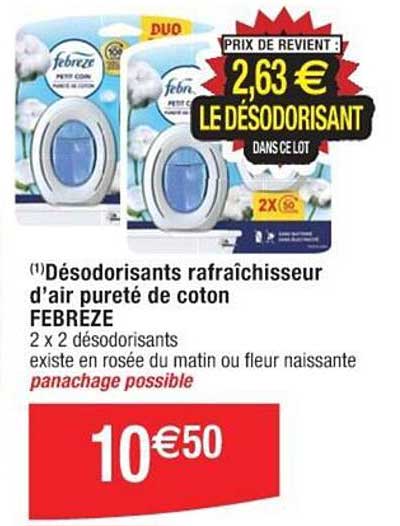 désodorisants rafraîchisseur d'air pureté de coton febreze