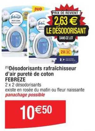 désodorisants rafraîchisseur d'air pureté de coton frebreze