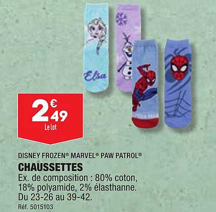 disney frozen marvel paw patrol chaussettes