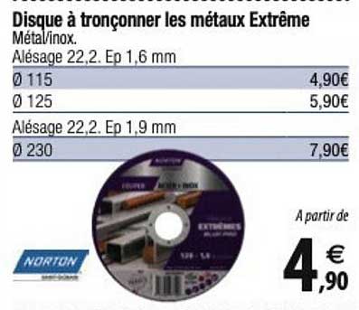 disque à tronçonner les métaux extrême norton