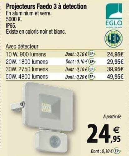 eglo projecteurs faedo 3 à detection