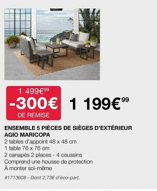 ensemble 5 pièces de sièges d'extérieur agio maricopa