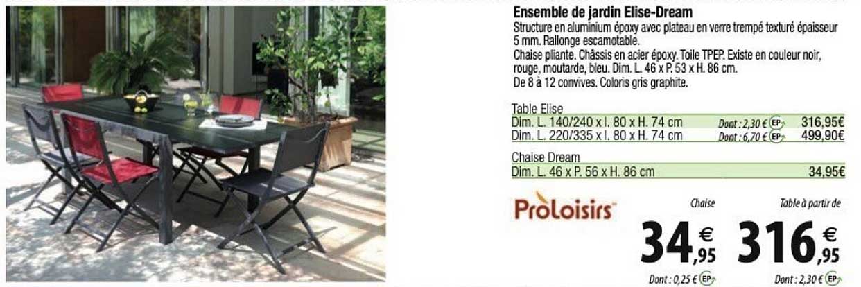ensemble de jardin elise-dream proloisirs