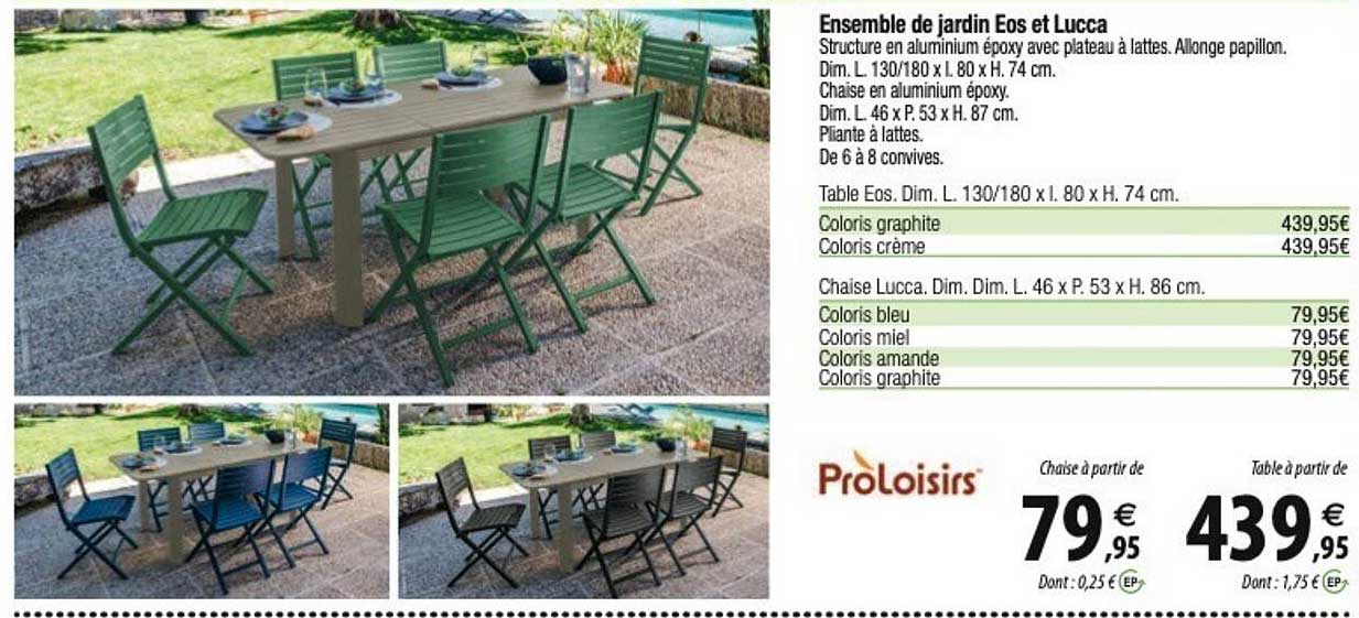ensemble de jardin eos et lucca proloisirs