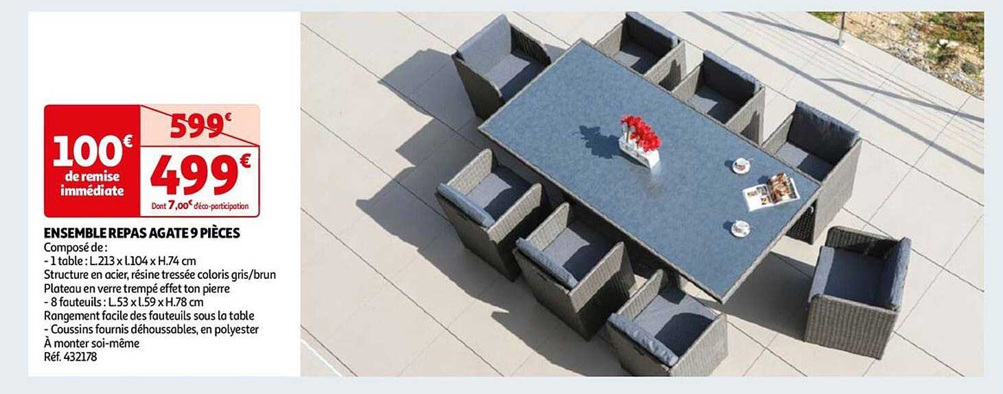 ensemble repas agate 9 pièces