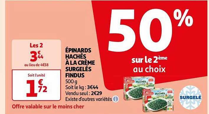 épinards Hachés à La Crème Surgelés Findus
