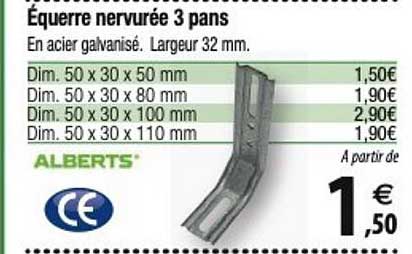 équerre  nervurée 3 pans