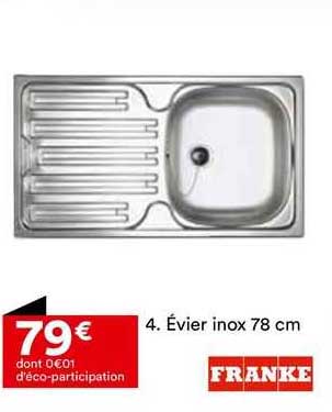 évier inox 78 cm franke