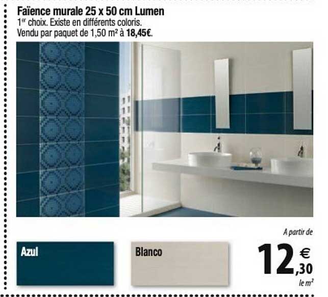 faïence murale  25 x 50 cm lumen