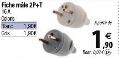 fiche mâle 2p+t