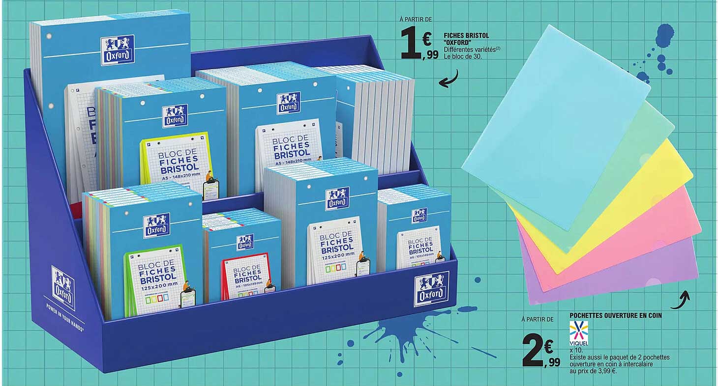 fiches bristol "oxford", pochettes ouverture en coin viquel