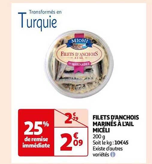 filets d'anchois marinés à l'ail micéli