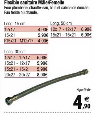 flexible sanitaire mâle/femelle