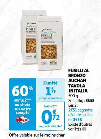 fusilli al bronzo auchan tavola in italia