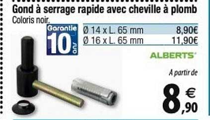 gond à serrage rapide avec cheville à plomb