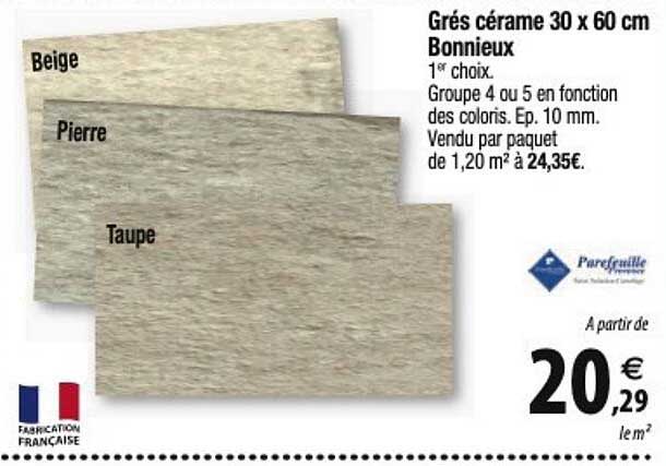 grés cérame 30 x 60 cm bonnieux