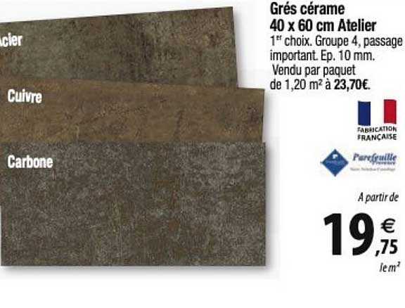 grés cérame 40 x 60 cm atelier