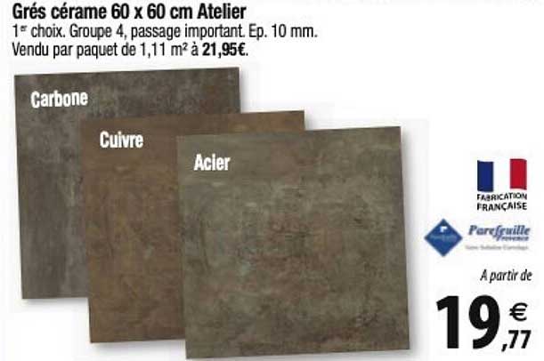 grès cérame 60 x 60 cm atelier