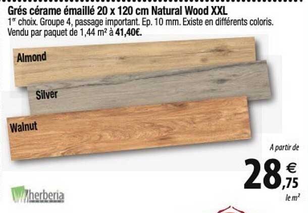 grés cérame émaillé  20 x 120 cm natural wood xxl