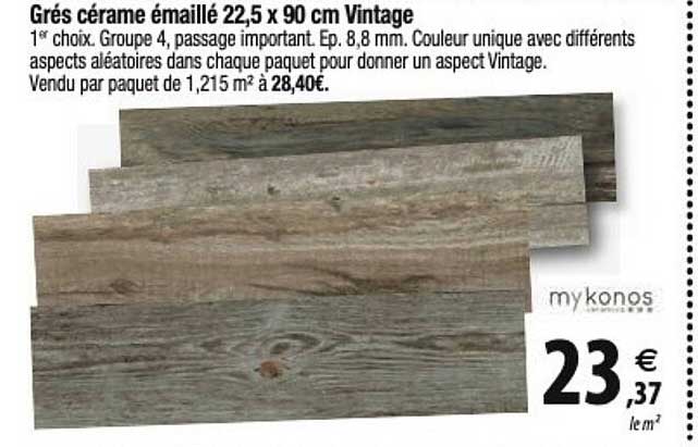 grés cérame émaillé  22,5 x 90 cm vintage