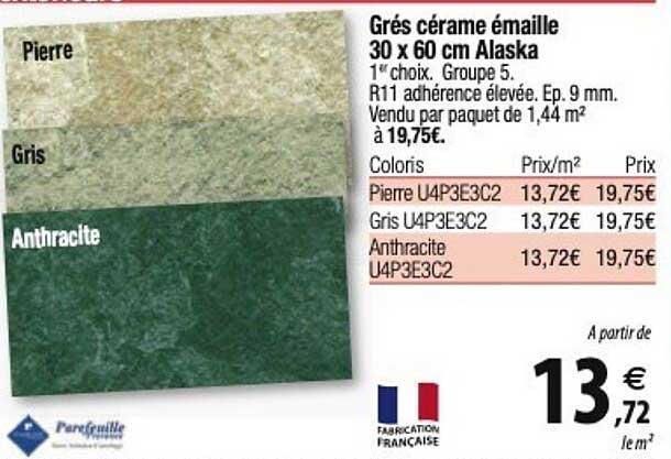 grés cérame émaille 30 x 60 cm alaska