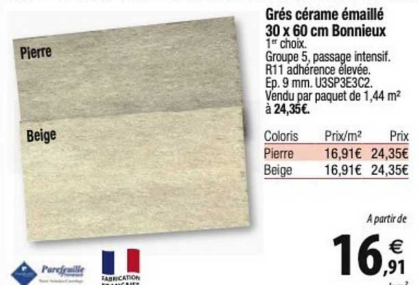 grés cérame émaillé 30 x 60 cm bonnieux
