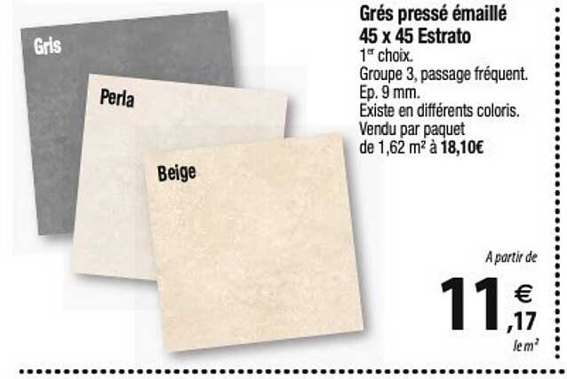 grés cérame émaillé 45 x 45 cm estrato