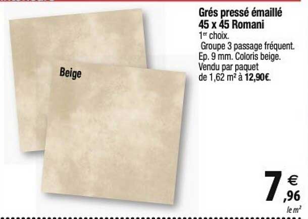grés cérame émaillé 45 x 45 cm romani