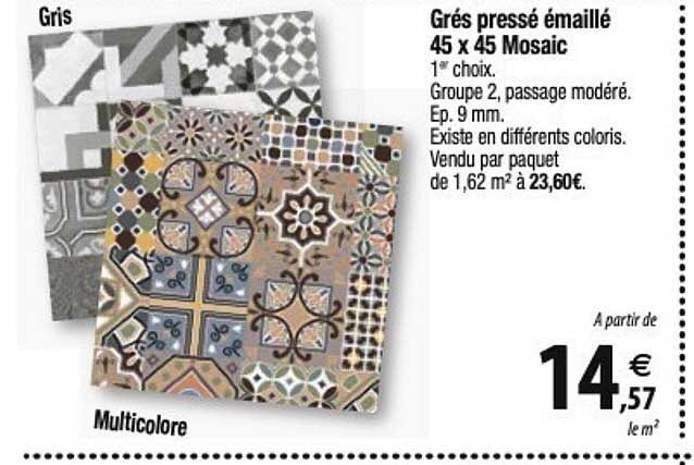 grés cérame émaillé 45 x 45 mosaic