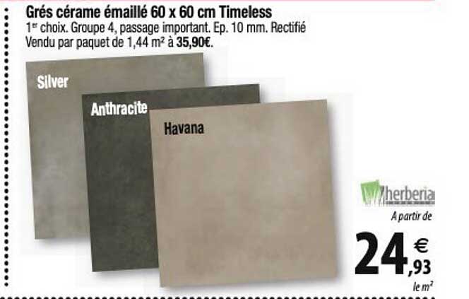 grés cérame émaillé 60 x 60 cm timeless