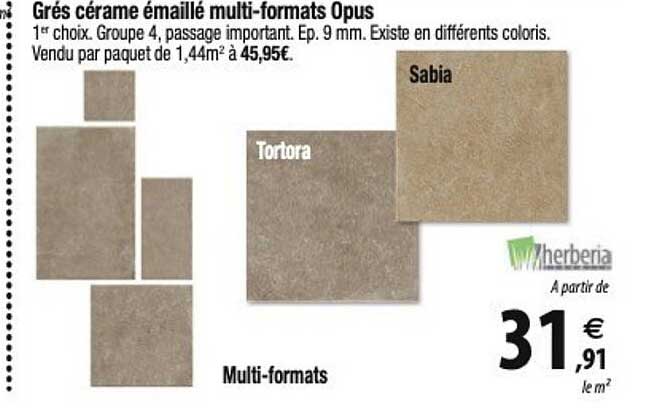 grés cérame émaillé multi-formats opus